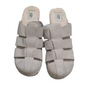 UGG Australia Willow Taupe Fisherman Clog Sandals Shearling Wood Heel 9